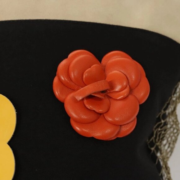 CHANEL COCO Mark Camelia Tote Bag Canvas Black Silver CC Auth - Picture 9 of 15